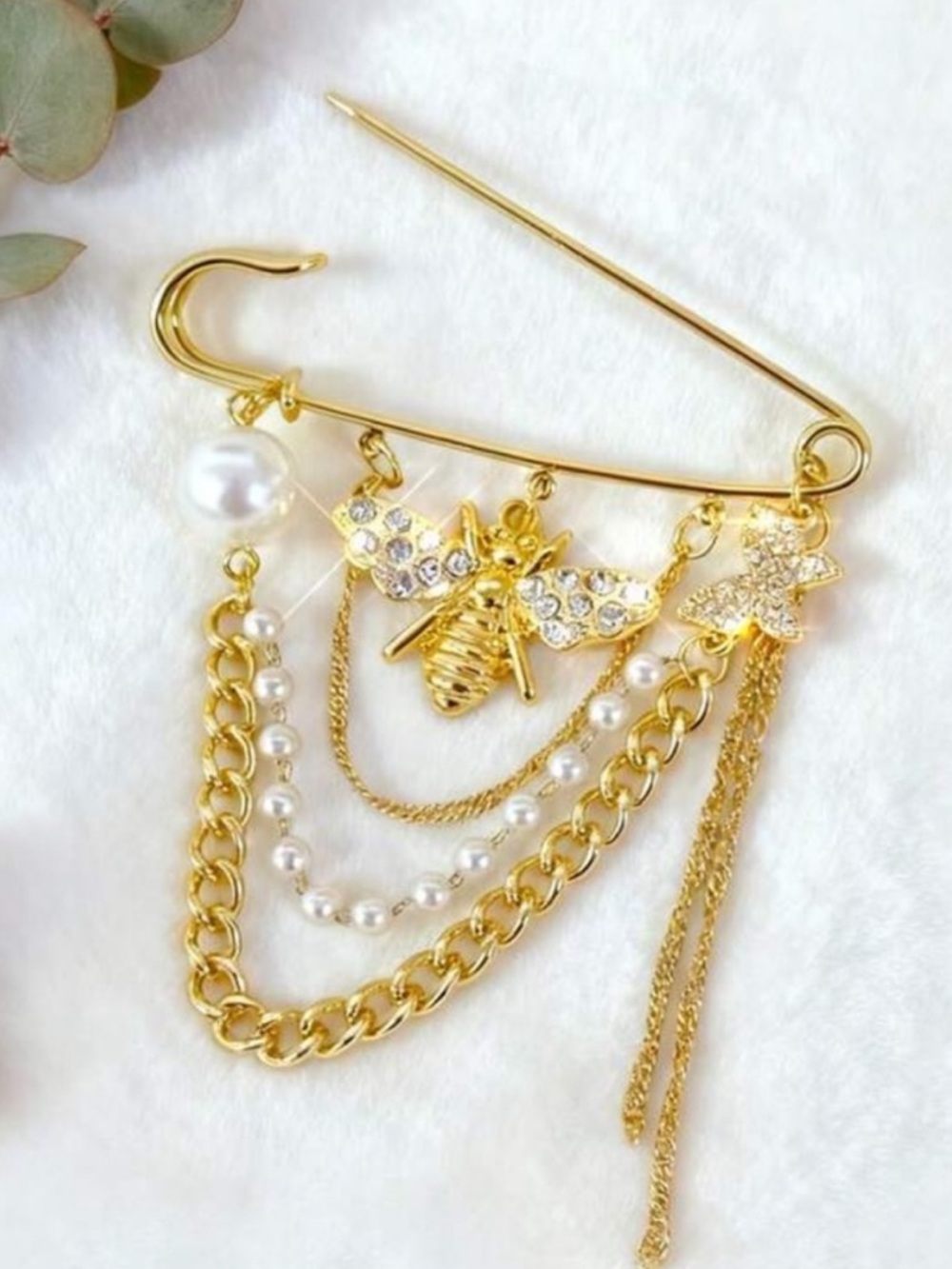Aureline Gold Bee Brooch - Picture 2 of 4